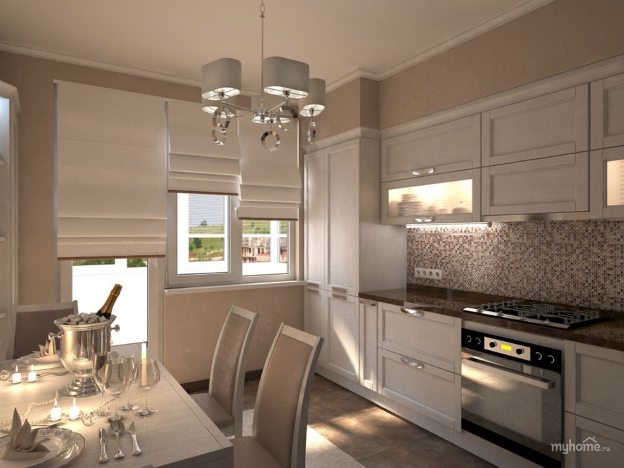 Коричневые стены на кухне