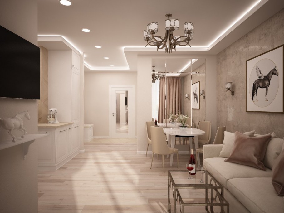 Бежевые стены на кухне