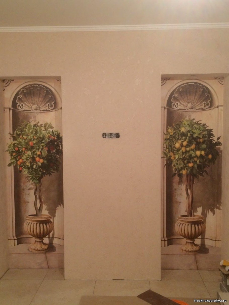 Фрески на стену в интерьере прихожей