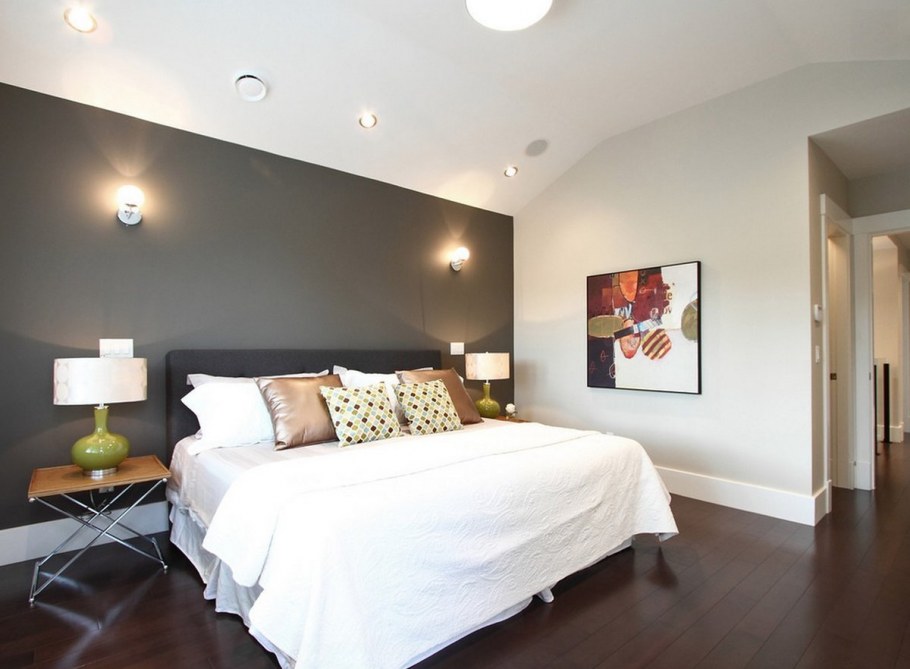 Споты в интерьере спальни