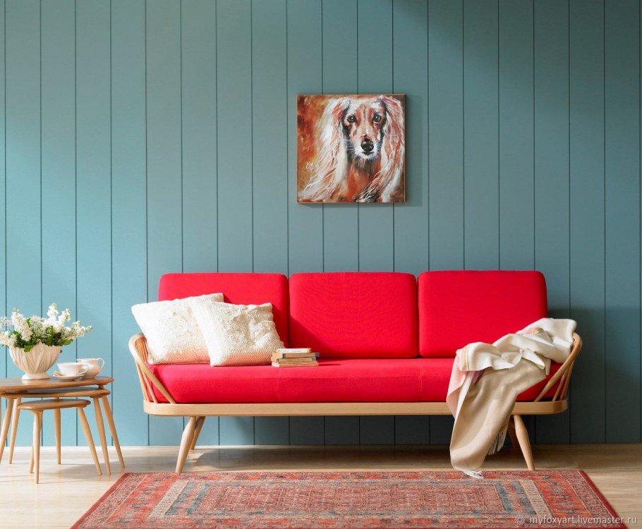 Оранжевый диван в интерьере