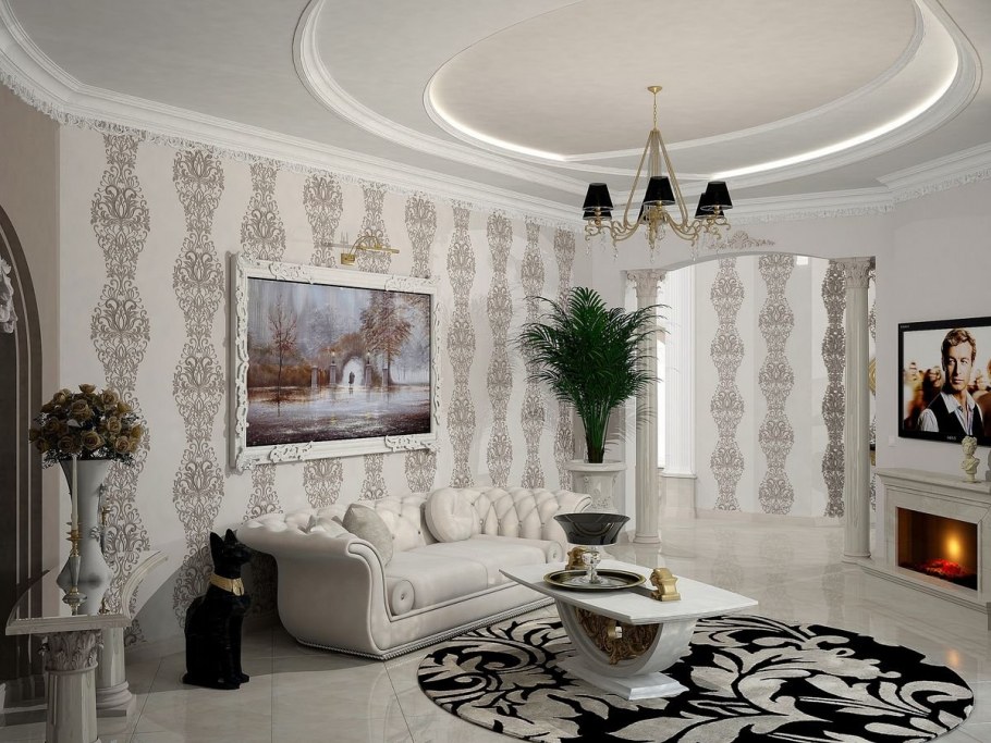 Гостиная в серебристых тонах