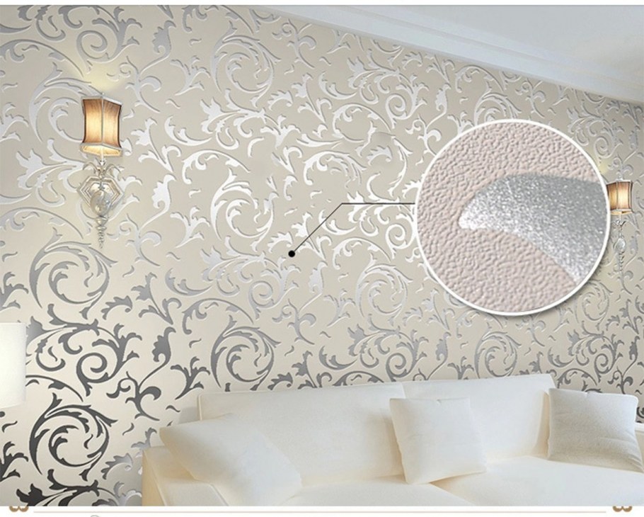 Гостиная с серыми обоями