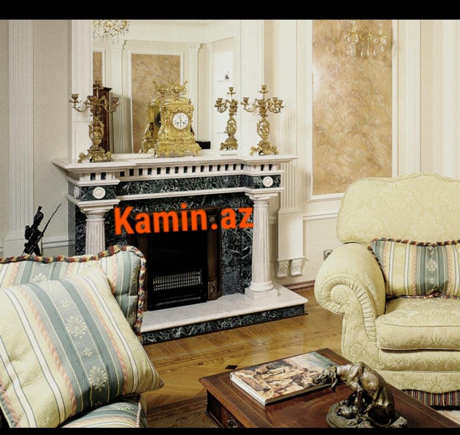 Гостиная с камином классика