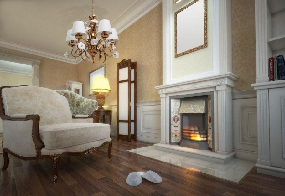 Камин в классическом интерьере