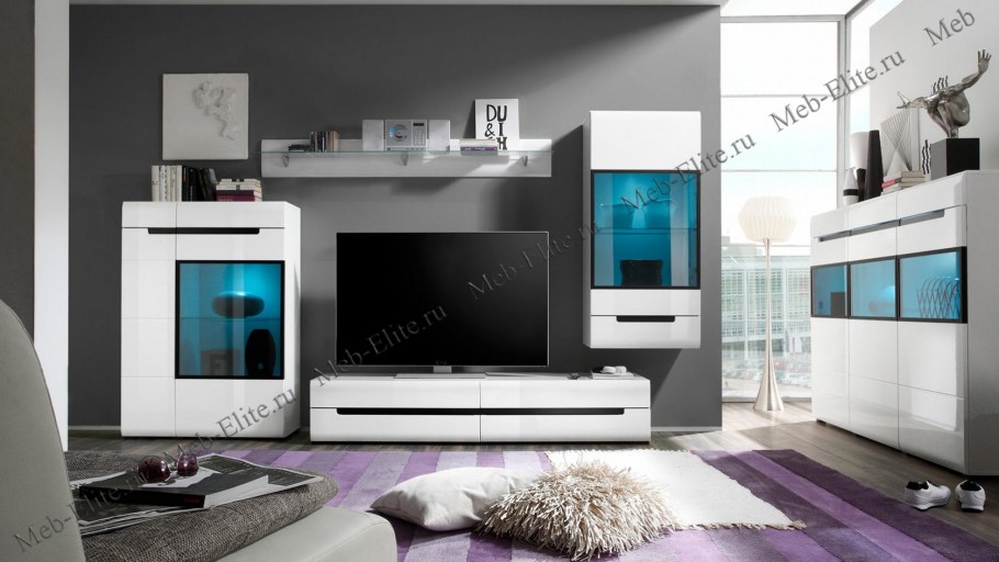 Гостиная Глосс белый белый глянец