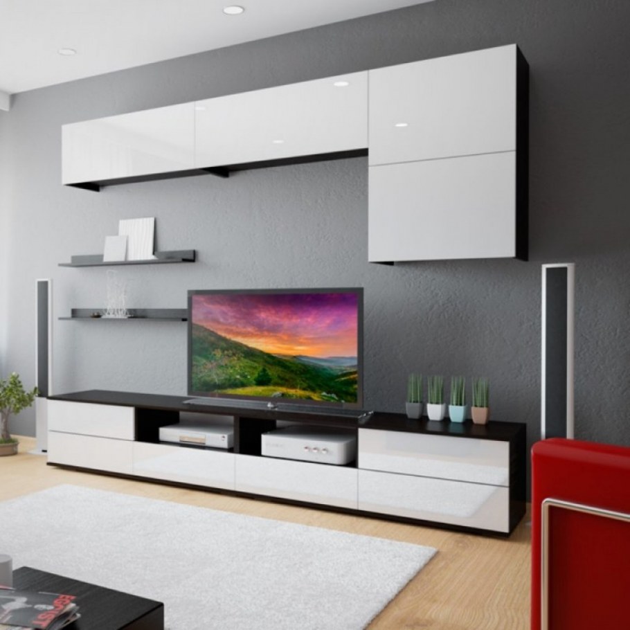 Стенка Квадро белый глянец