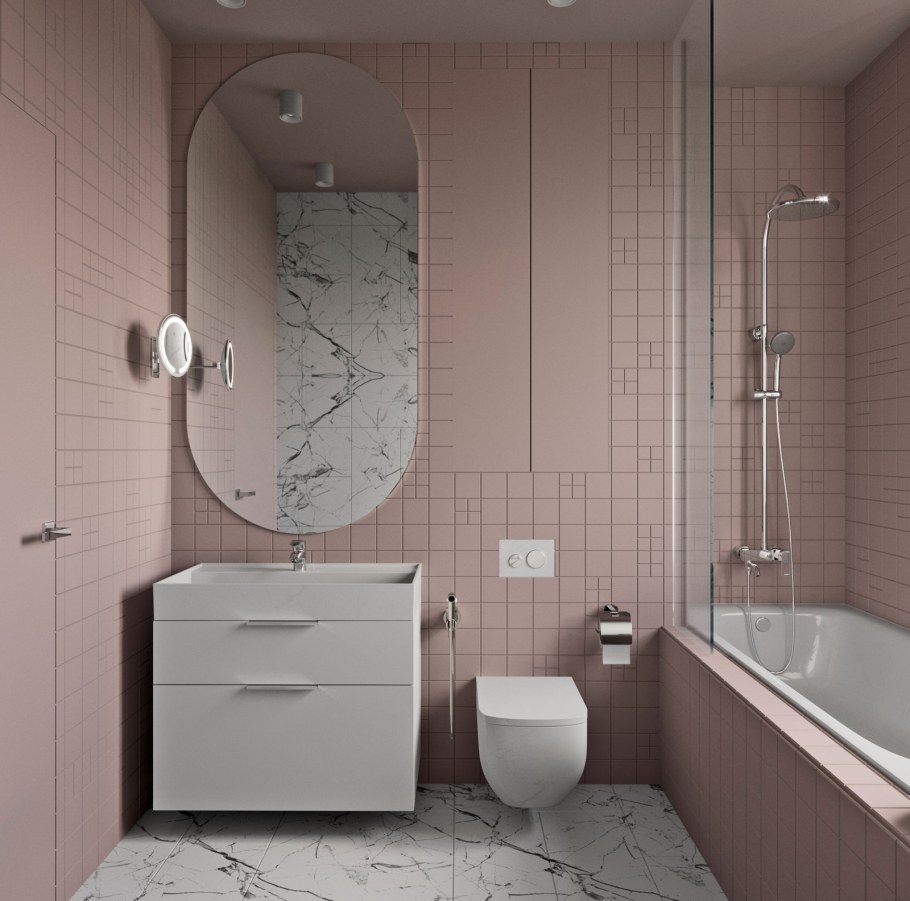 Санузел 4 кв м 2,5х1,5 с душевой кабиной