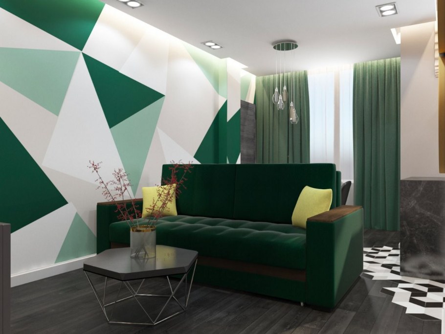 Синий диван в интерьере