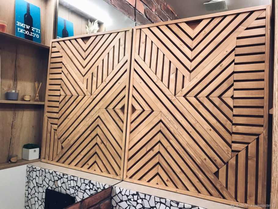 Декорирование стен деревянными рейками
