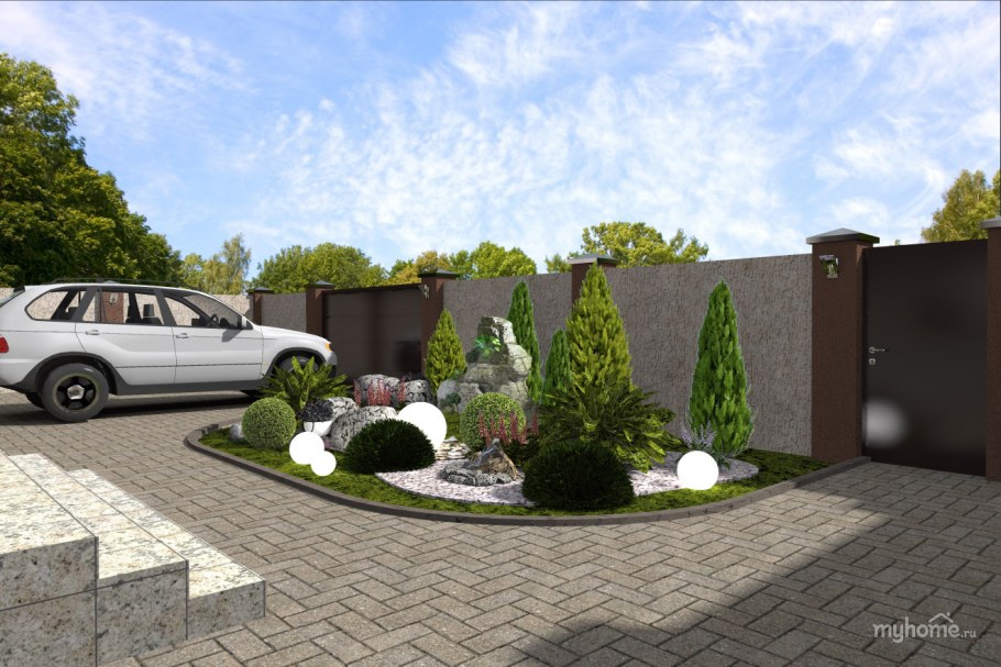 Озеленение въездной группы