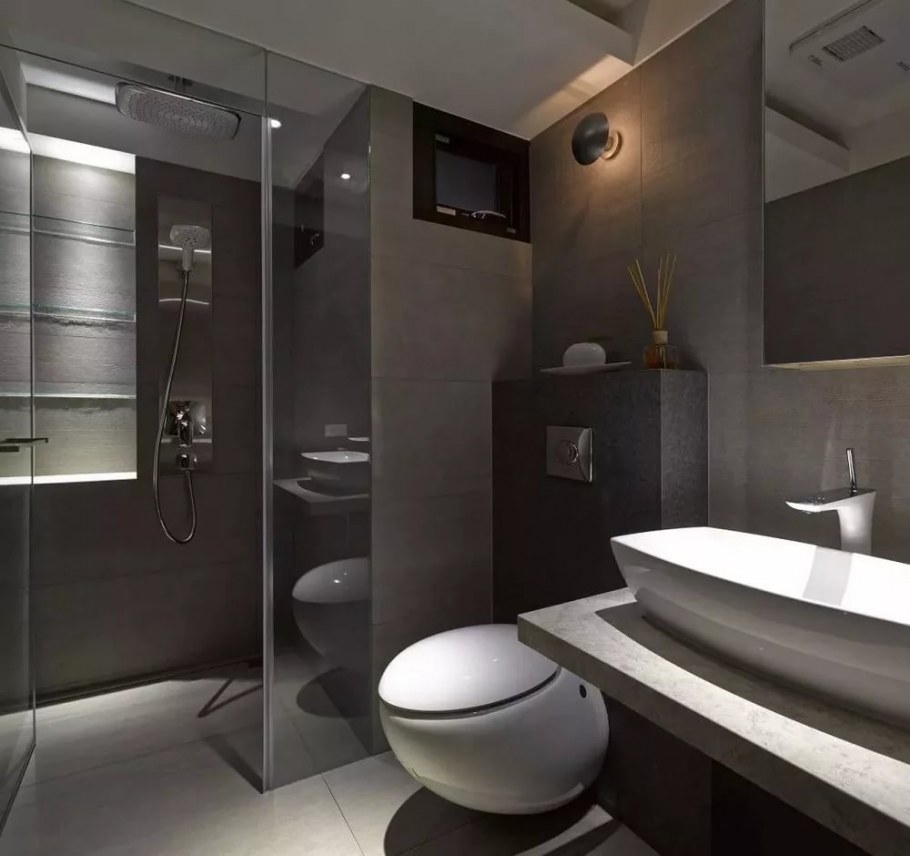 Стильная ванная комната с туалетом