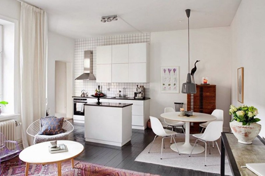 Интерьер лофт гостиная 30кв