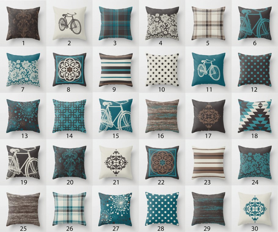Подушки на диван бирюзового цвета