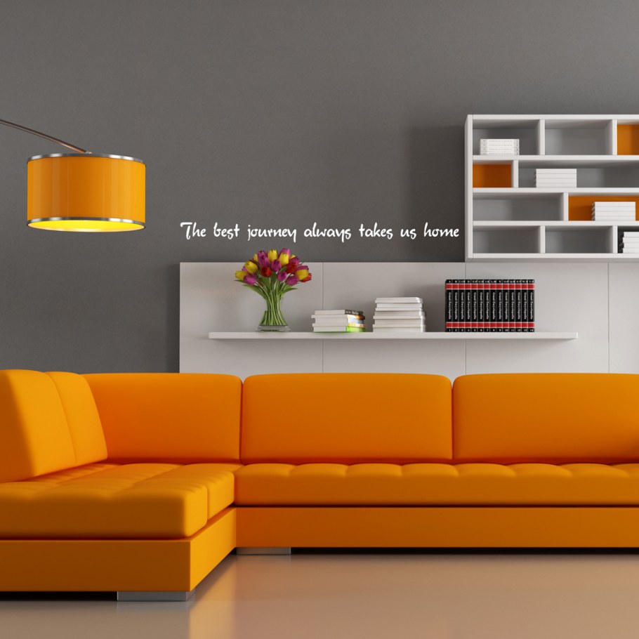 Оранжевые стены в интерьере