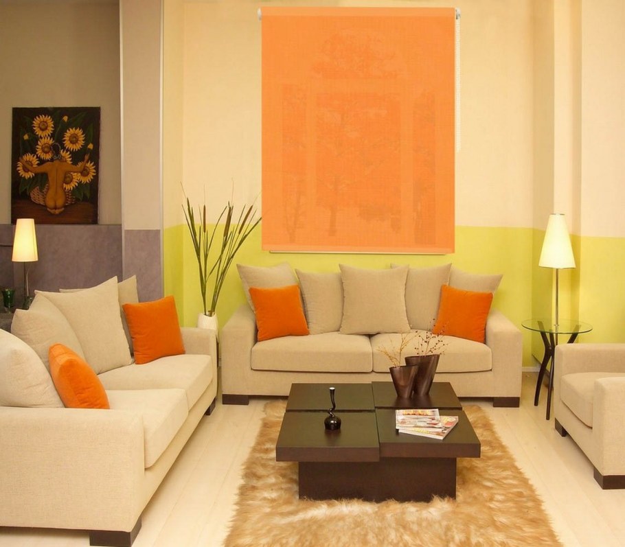 Сочетание розового и оранжевого в интерьере