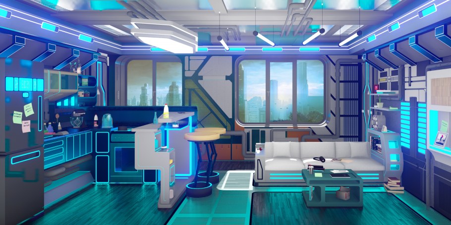 Комната в стиле Cyberpunk 2077