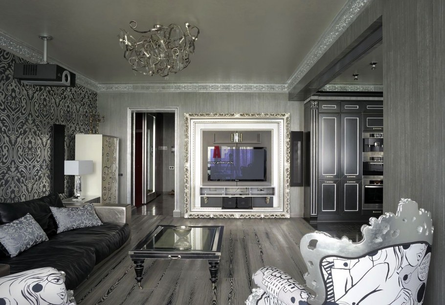 Гостиная в серебристом цвете