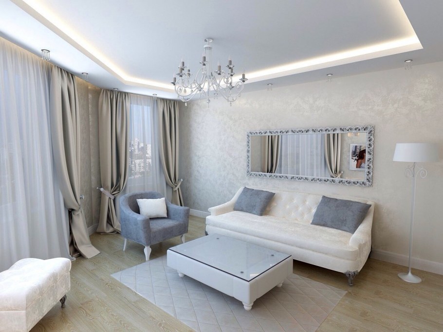 Бирюзовый цвет в интерьере гостиной