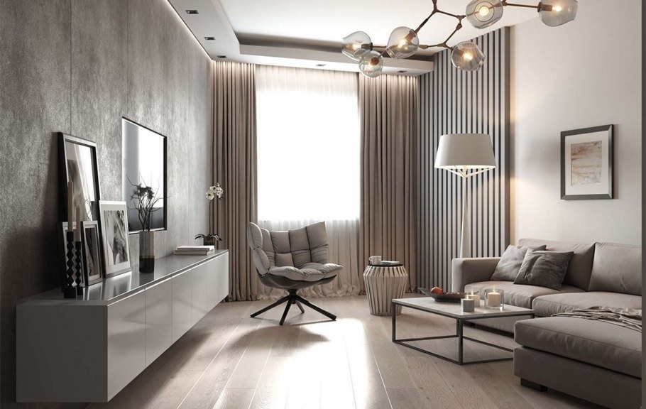 Гостиная с черными обоями