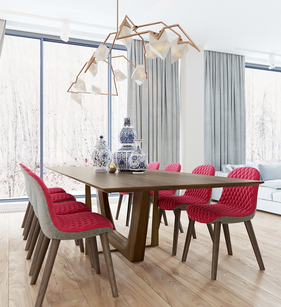 Красные табуретки в интерьере