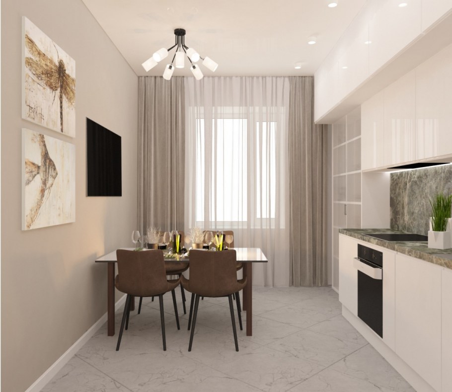 Интерьер кухни 11м2 квадратная