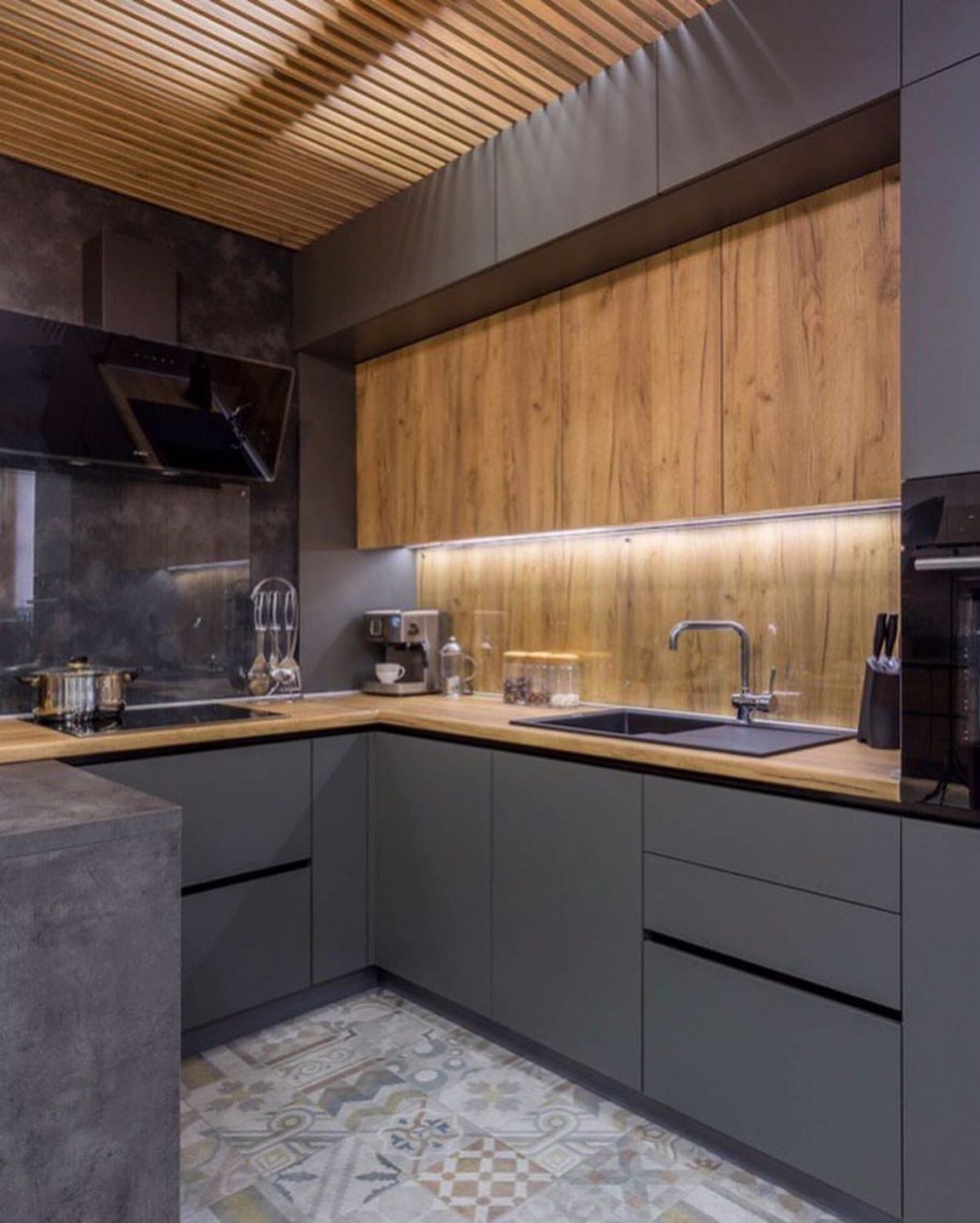 Кухня лофт бело серая 2м