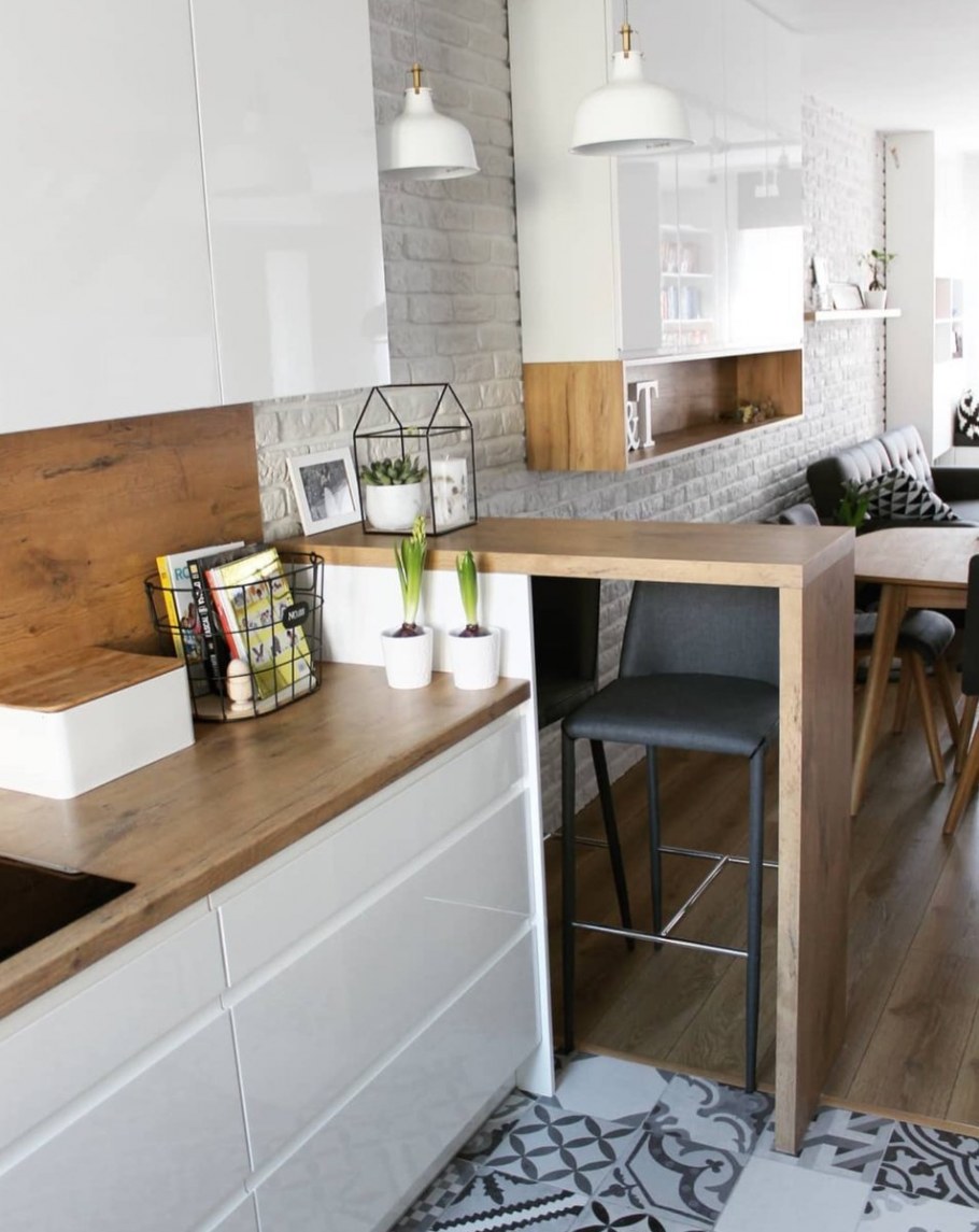 Деревянная кухня икеа в стиле лофт
