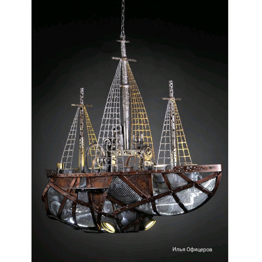 Самодельная люстра в стиле лофт