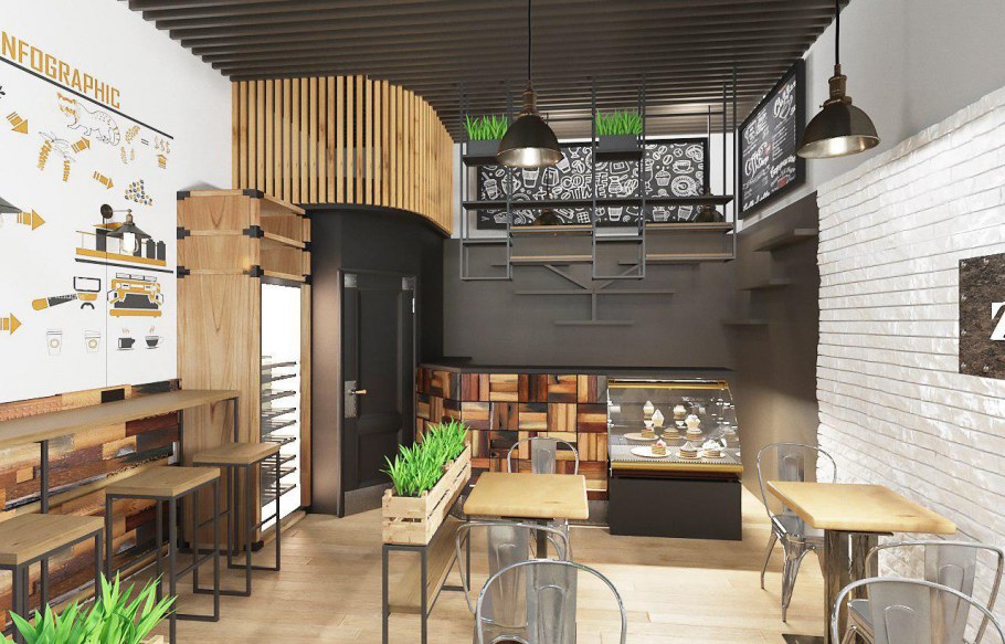 Интерьер мини кофейни