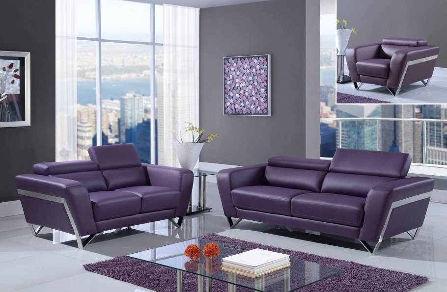 Серо фиолетовый диван