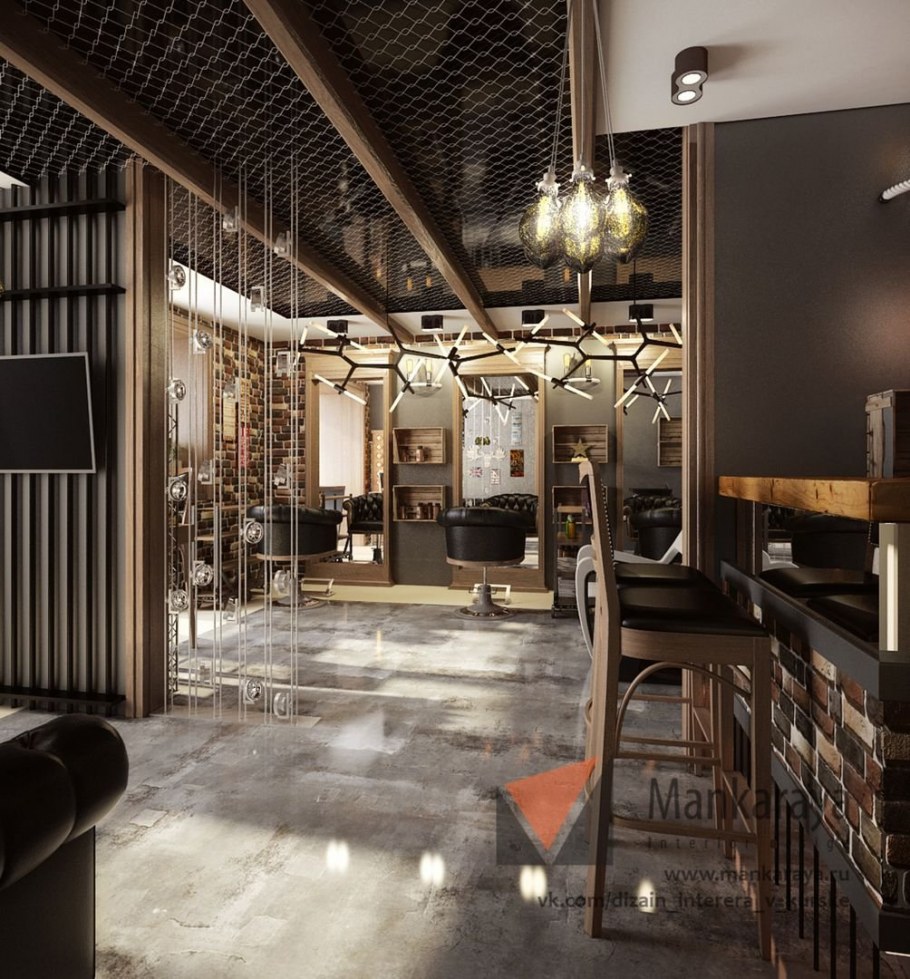 Интерьер салона красоты в стиле лофт