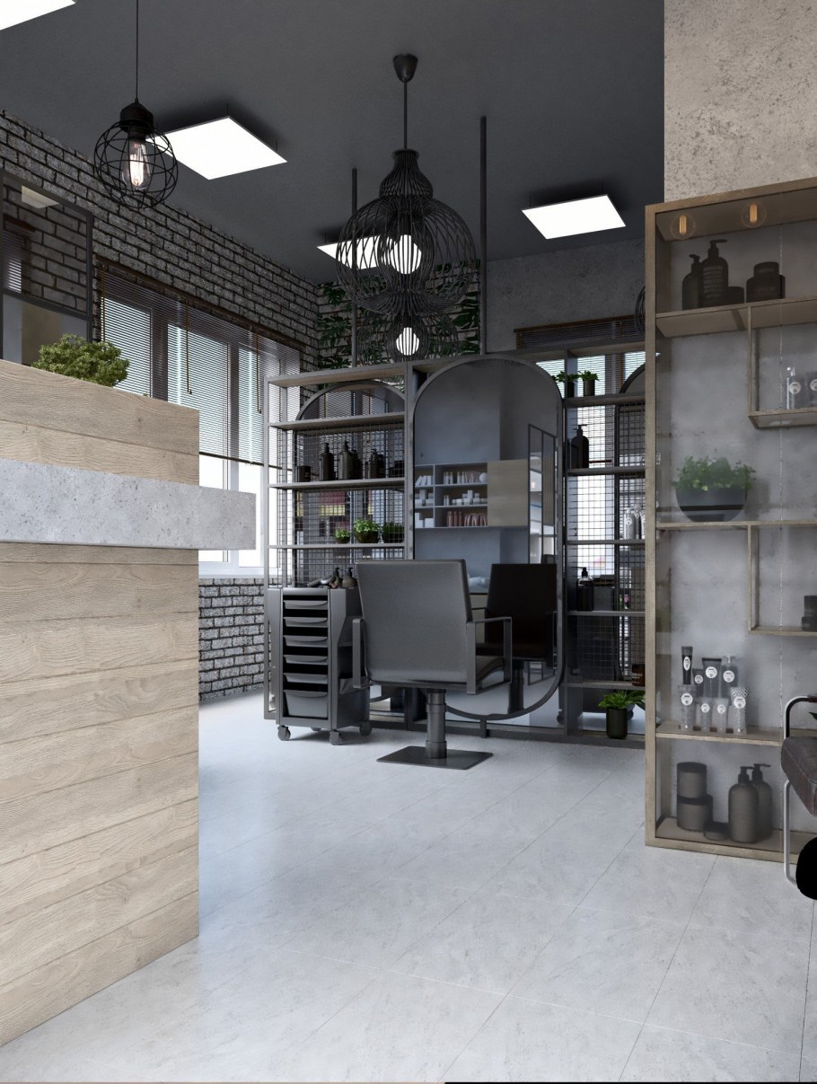 Интерьер салона красоты в стиле лофт