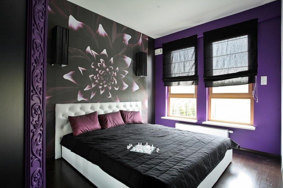Спальня в темно фиолетовом цвете