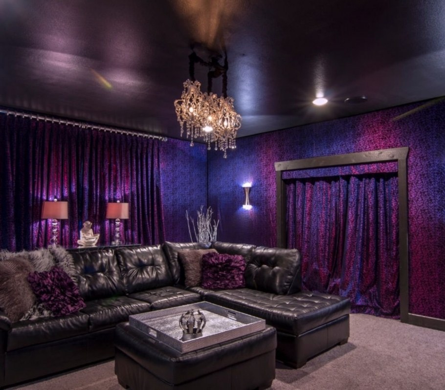 Сиреневые стены черный потолок