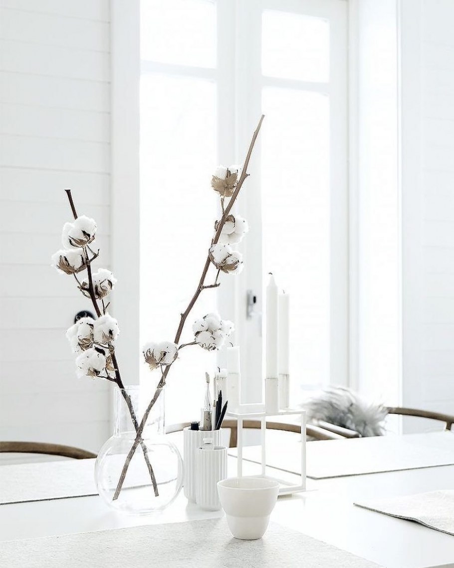 Ветка хлопка из Fix Price в интерьере