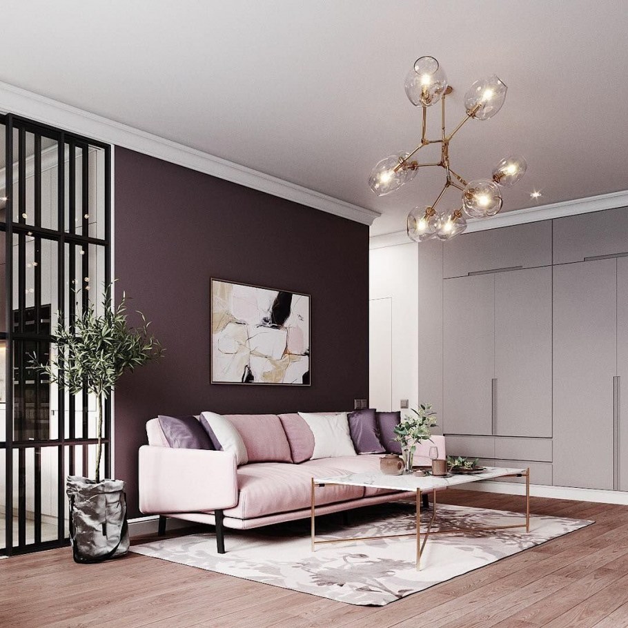 Розовые стены в спальне