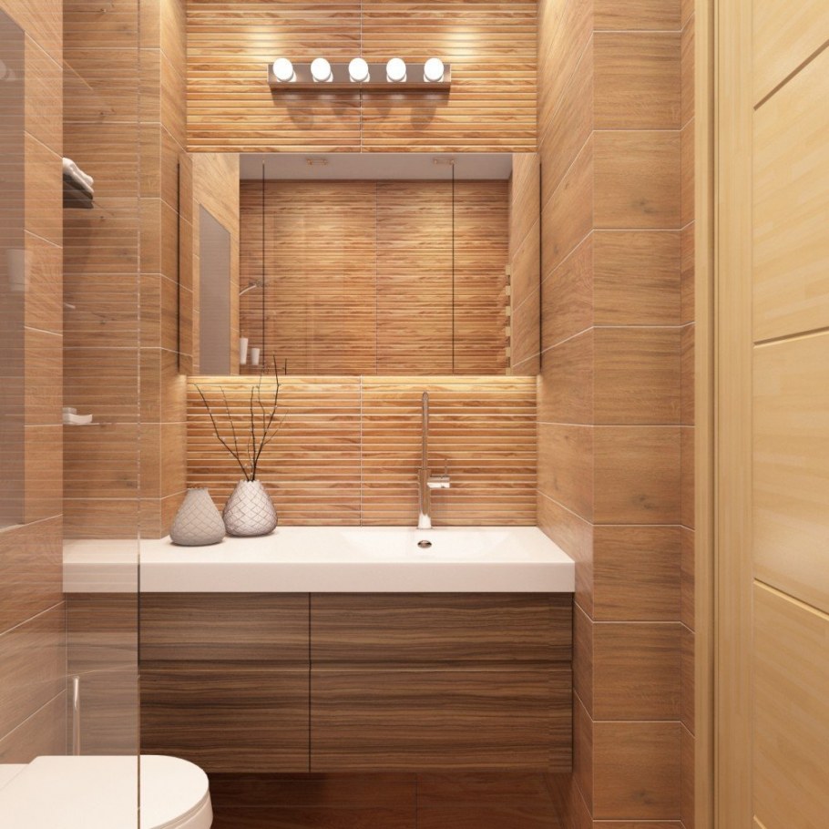 Ванна в скандинавском стиле с душевой