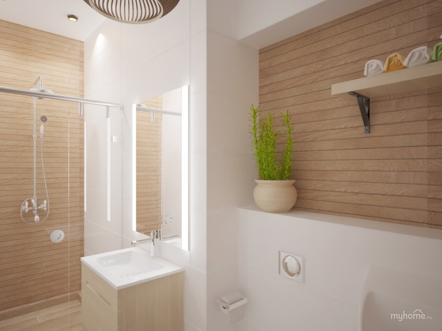 Плитка под дерево в туалете