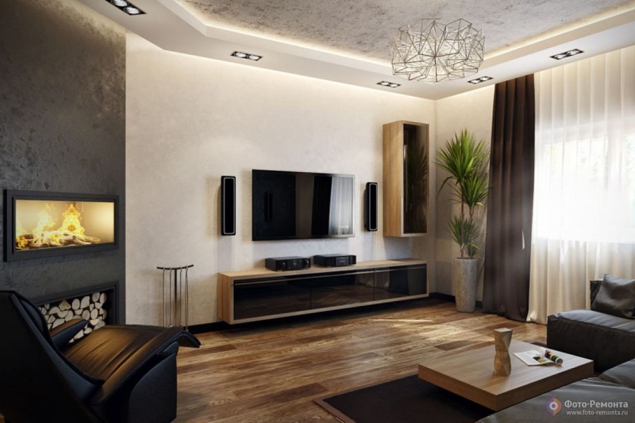 Гостиная с ТВ зоной в стиле современная