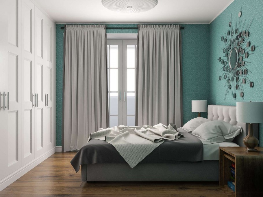 Бирюзовые стены в интерьере