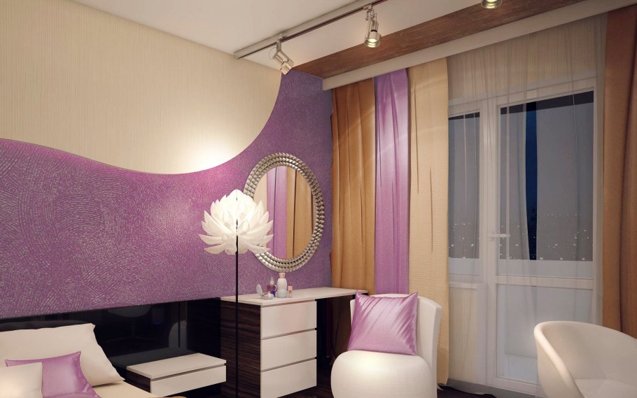 Двухцветные обои в комнате