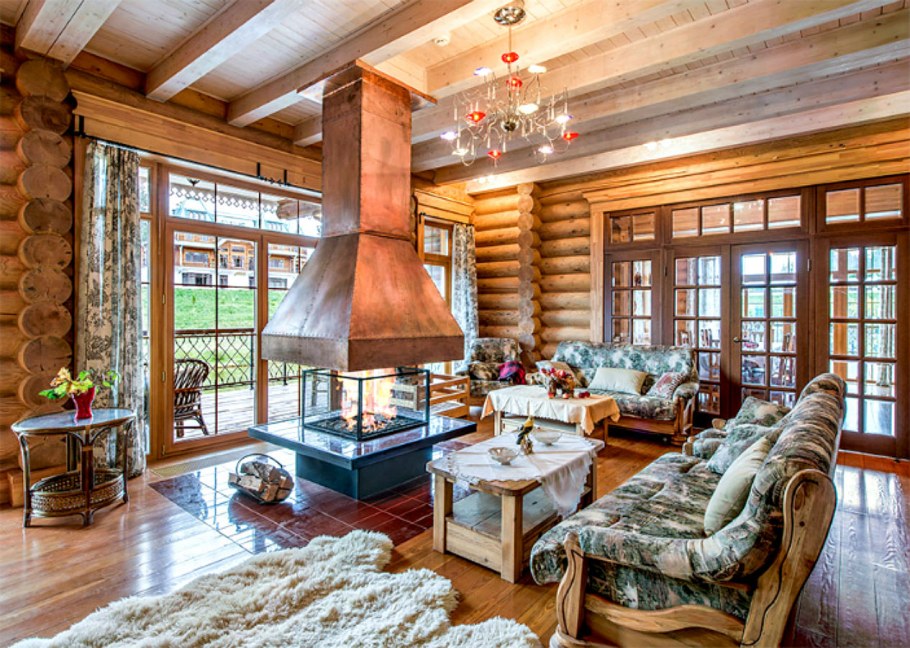 Бревенчатый дом интерьер в русском стиле