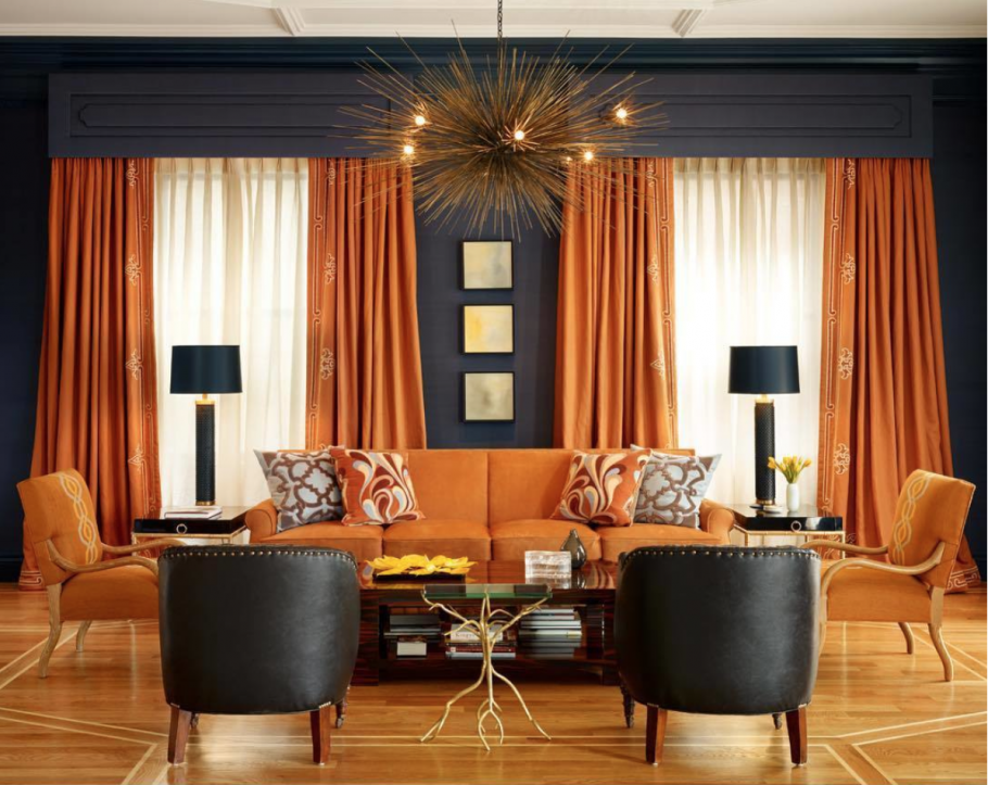 Натяжные потолки оранжевые