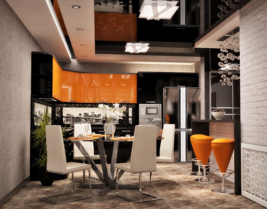 Сине оранжевый интерьер