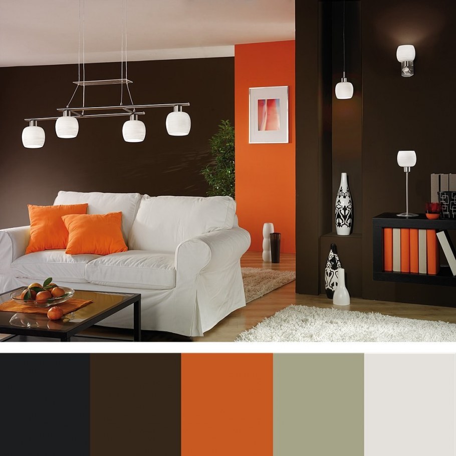 Интерьер бело оранжевый