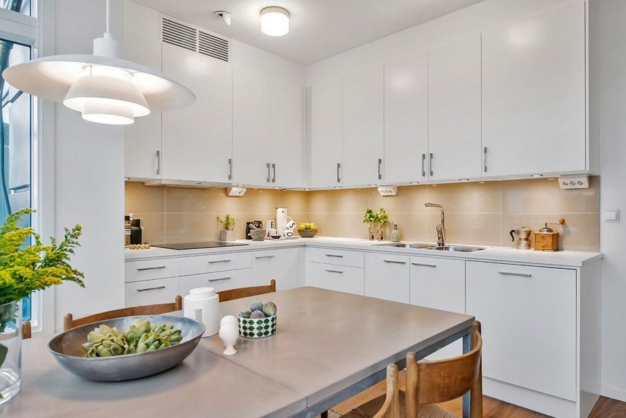 Светильники в скандинавском стиле на кухне