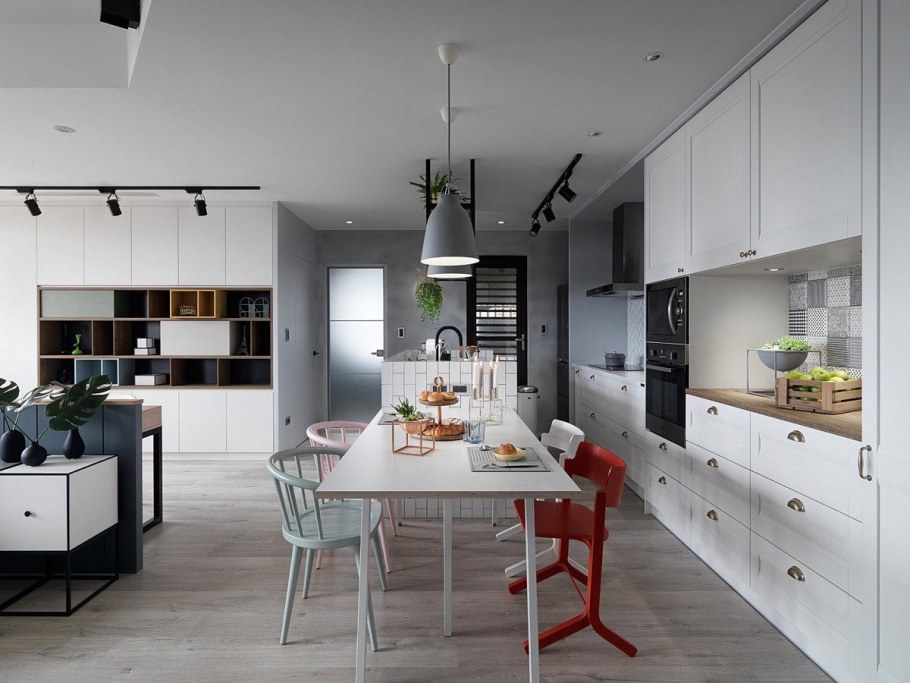 Освещение на кухне в скандинавском стиле