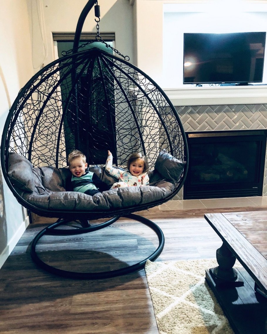 Black Egg Swing with Brown Cushion