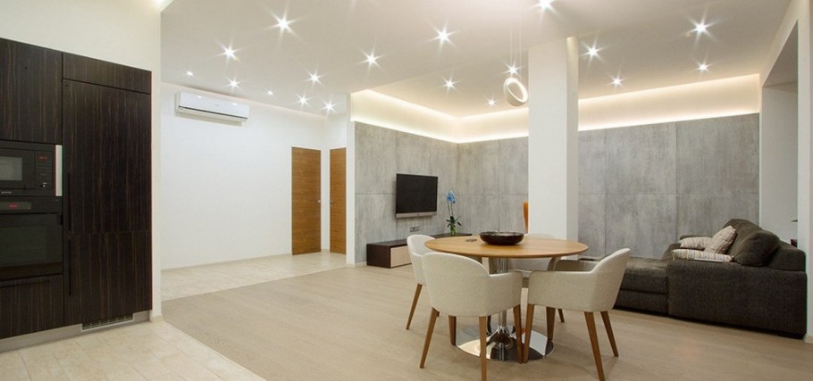 Современное освещение в гостиной